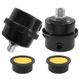 LifCratms 2 Pcs Air Compressor Silencer, 3/8" Thread Air Compressor Intake Filter Silencer with Replacement Elements, 16mm Metal Sound Muffler Replacement Parts