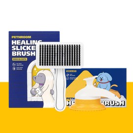 PETHROOM [Pethroom] Healing Brush Set (Slicker Brush + Brush) for Dog Cat - For Tangled & Dead Hair Removal Comb
