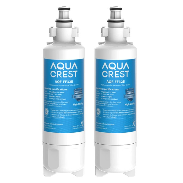 AQUACREST 257760 Replacement Fridge Water Filter, Compatible with Panasonic CNRAH 257760, CNRBH-125950 (2)