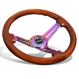 Auto Dynasty NRG Innovations ReinReplacement forced RST-018BR-MC 350mm 3Deep Dish Classic Brown Wood Steering Wheel