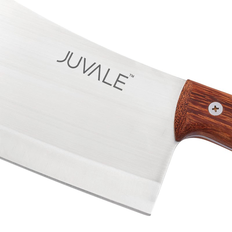 Juvale Meat Cleaver - 8-Inch Stainless Steel Blade, Wood Handle