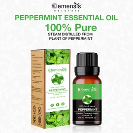 Elemensis Naturals Peppermint Essential Oil Pure, Natural & Undiluted Therapeutic Grade for Hair, Body and Skin,15ml
