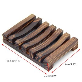 Soap Dishes Rectangle Natural Wood with Drainage Soap Dishes Wooden Soap Dishes for Kitchen Bathroom Sink Light Brown Pack of 2