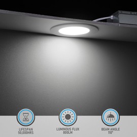 TORCHSTAR Basic Series 12-Pack 4 Inch Ultra-Thin LED Recessed Lighting with Junction Box, CRI90, Aluminum, 5000K Daylight, 5%-100% Dimmable Slim Recessed Downlight, 9W 800LM, ETL and Energy Star