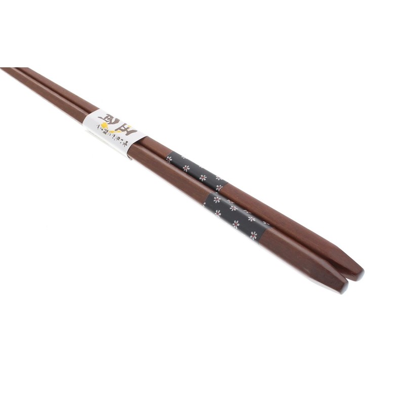 Ishida Pentagonal Margaret Wooden (Natural Wood) Blue Chopsticks 11.0 inches