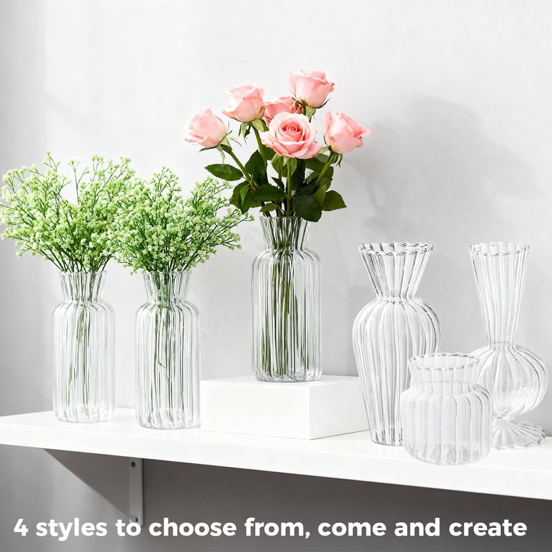 Odowalker Clear Flower Vase Set Small Glass Bud Vases Bulk