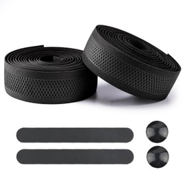 ROCKBROS Bar Tape, Road Bike, EVA Bar Tape, Bicycle Grip Tape, Handle Tape, Anti-Slip, End Cap Included, Left and Right Set, Black (Mesh Design)