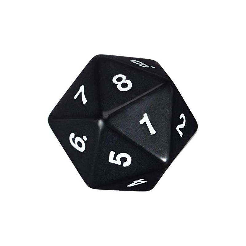55mm Jumbo D20 Opaque Black with White Numbers