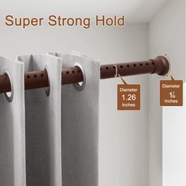 Refrze Room Divider Tension Curtain Rod, Tension Shower Curtain Rods, Premium Tension Windows Curtain Rods,No Drilling,Adjustable Bathroom Stall Tension Pole-Brown 83-122 Inch