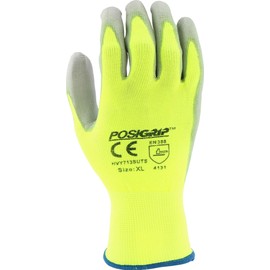 West Chester PosiGrip HVY713SUTS PU Palm Coated Polyester Gloves - [Pack of 12] XX-Large, HI-VIS Yellow Dexterous Gloves with Touch Screen Fingertips, Knit Wrist