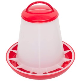 Agrarflora Poultry Feeder 1 kg, Red, Automatic Feeder for Chickens, Feeding Trough for Poultry, Dispenser for Chicken Food, Hanging Feeding Station with Lid