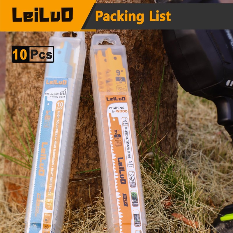 LEILUO 9-Inch Wood Pruning Reciprocating Saw Blades 10 Piece CRV