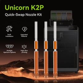 Creality Unicorn K2P Quick-Swap Nozzle Kit for K2 Plus,Creality Hi 3D Printer, with 0.4,0.6,0.8mm Hardened Steel Nozzles, All Metal Integrated for Printing PLA,ABS,PETEG,TPU,PP,PC,PLA-CF,PA-CF,PET-CF
