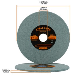 AmaCupid Universal Chainsaw Sharpener Grinding Wheel, Speedy Sharpening Hard Alloy Chains Saw Teeth. Green Silicon Carbide Abrasive. 5-3/4 Diameter, 3/16 inch Thicknes, 7/8 inch Arbor