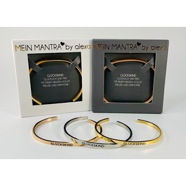 Elegant Bangle Bracelet Silver or Rose Gold with Mantra and Saying - Engraving in 2 Sizes Lucky Child, Stainless Steel