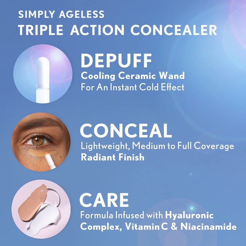 COVERGIRL Simply Ageless Triple Action Concealer, Ivory, Pack of 1