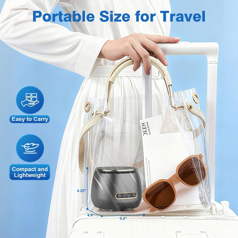 Rechargeable Ultrasonic Retainer Cleaner Machine, 45kHz Portable Cleaner for Dentures,