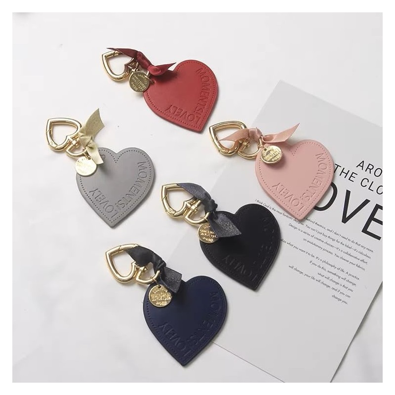 Amily Heart Key Chain, Leather, Leather, Key Ring, Women's, Men's,