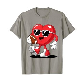 Football Hearts Valentines Day Boys Men Kids Toddler T-Shirt
