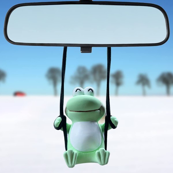 Frog Swing Car Ornament, Cute Rear View Mirror Hanging Accessory