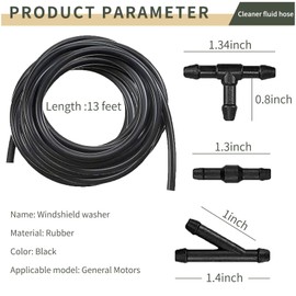 Tesnaao 30 PCS Car Windshield Washer Hose Kit, 13.1Ft Washer Fluid Hose & T-type Y-type I-type Hose Connector, Connect Water Pump and Nozzle Mounting Kit, Universa Replace Accessories for Car (Black)