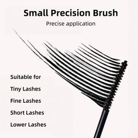 Mascara Mascara with Small Precision Brush for Fine Short Eyelashes, Clump-Free, Smudge-Resistant, Long-Lasting, Waterproof, Natural, Easy to Remove, Black (Pack of 1)
