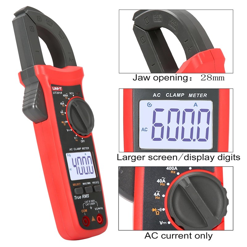 UNI-T UT201R Digital Clamp Meter 4000 Counts Multimeter Auto Range