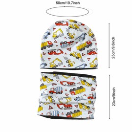 MAKFORT Children's Beanie Hat Scarf Tube Scarf Set Cotton Loop Scarf Boys and Girls Autumn Spring Winter, Truck