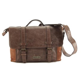 Jermin Pelle Premium Stripe Laptop Bag Waxy Leather Laptop Bag For Men Professional Business Office Work Bag Waterproof Lightweight Laptop Bag - Tan Brown