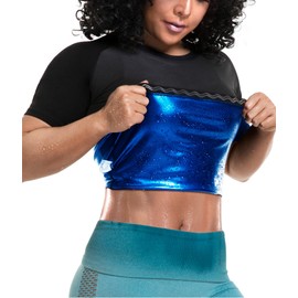 LMCOB Women's Sauna Sweat Shirt Athletic Tee Compression T-Shirt Heat Trapping Sauna Vest for Women(LYBH6007-01-4XL)