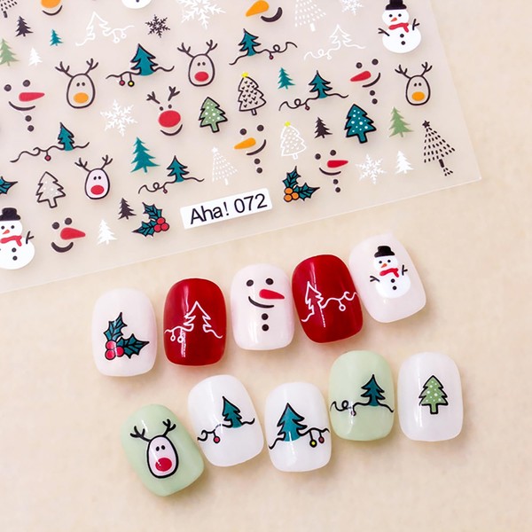 Christmas Nail Stickers 3D Snowflake Nail Art Decals White Snowman