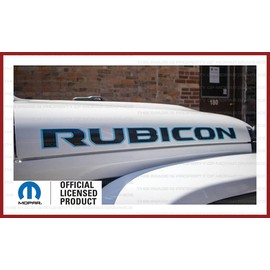 Decal Mods Rubicon Hood Graphic Vinyl Decal fits Jeep Rubicon/Gladiator JL/JT (2018-2024) Black w/Light Blue Outline FBLTBLUO (Set of 2) | FJ4A3