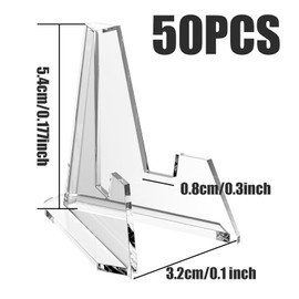 AIMUMEIF Pack of 50 Card Stands, Acrylic Stands, Mini Coin Holder, Transparent Coin Holder, Medal Holder, Card Stand, Display Easel for Coins, Pocket Watches, Medals