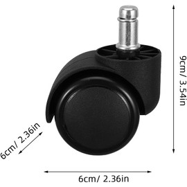OUNONA Ruedas para sillas de oficina 4 piezas vástago 11x20mm de nylon y plástico negro soporte resistente movilidad suave para escritorio