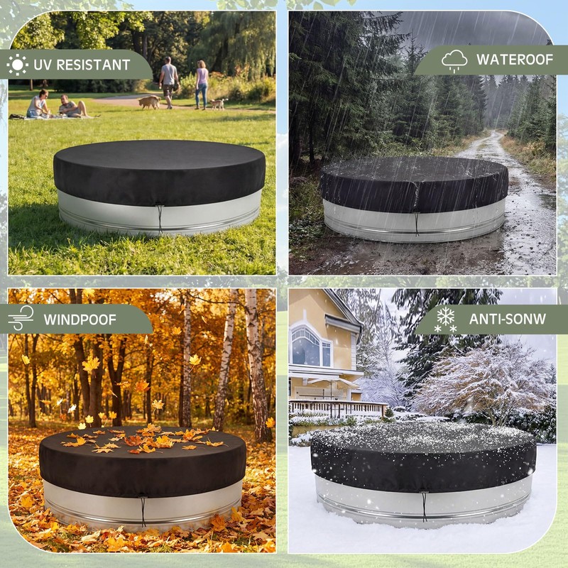 Mindsoft 12 ft Round Stock Tank Pool Cover 210d Oxford