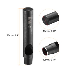 HARFINGTON Leather Round Hole Punch, 12mm Hollow Hole Puncher Carbon Steel Circle Hole Punching Cutting Tool for Belt/Leather Craft DIY