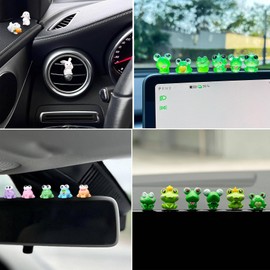 6PCS Luminous Rabbit Car Interior Accessories for Dashboard Decorations Rearview Mirror Decor,for Car Home Garden Office Computer Monitor Figurines Decor,Rabbit Gifts for Women Girl Men