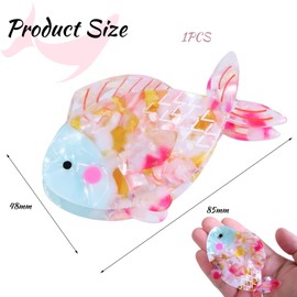 Mezrkuwr Fisch-Haarklammer aus Acryl, groß, einzigartig, modisch, Acetat-Haarspange, rutschfest, starker Halt, Meerestier-Haar-Accessoire für Frauen und Mädchen