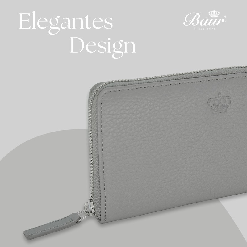 Baur Women's Genuine Leather Wallet with RFID Protection, Large Wallet,