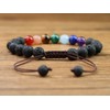 AmorWing 7 Chakra Bracelet Stone Beaded Bracelet, Lava Bracelet Crystal