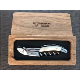 Laguiole En Aubrac Sommelier Waiter's Corkscrew with Zebu Bone Handle, Wine Opener, Foil Cutter & Bottle Opener