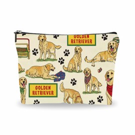 Nuckxy Dog Makeup Bag For Girls, Golden Retriever Theme Makeup Bag Pouch, Birthday Gift For Dog Lovers,Dog Owner Gift, Friends,Sisters,Small Travel Cosmetic Bag, Women Decorations & Accessories - A16