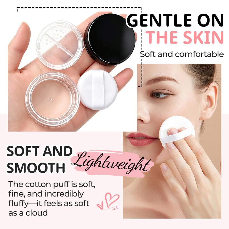 2PCS Travel Powder Containers with Puff, 10ml Mini Loose Powder
