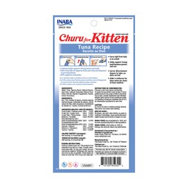 INABA Churu for Kittens, Creamy, Purée Lickable Cat Treats with DHA, EPA, Vitamin E & Taurine, 0.5 Ounces Each, 24 Tubes (4 per Pack), Tuna Recipe