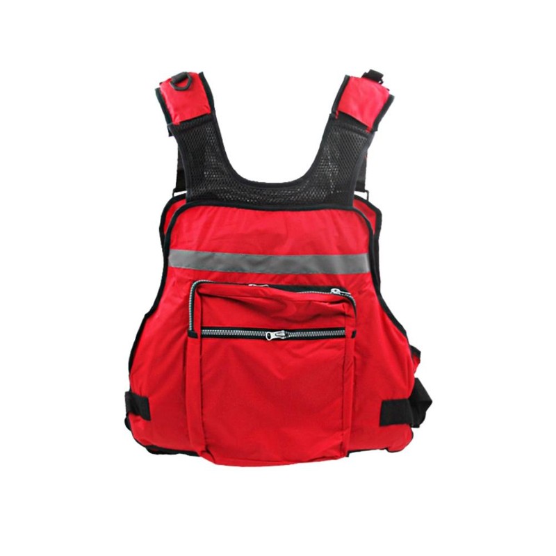 Outdoor Fishing Vest Life Jacket with Whistle Multi Pocket Flotation