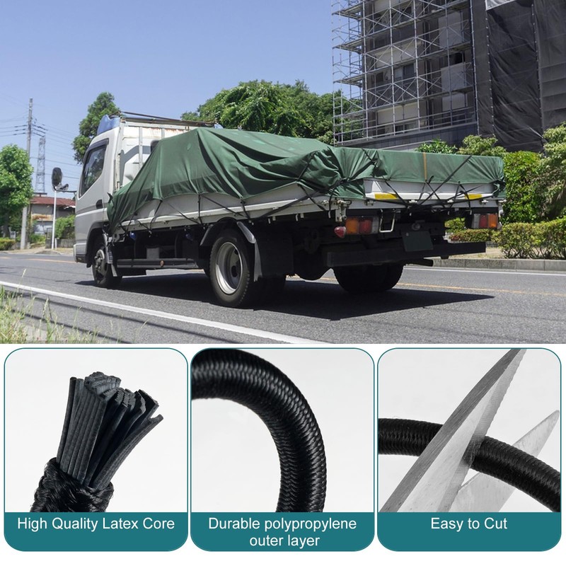 TAIXING 10M Elastic Cord, 8 mm Elastic Bungee Cord, Black