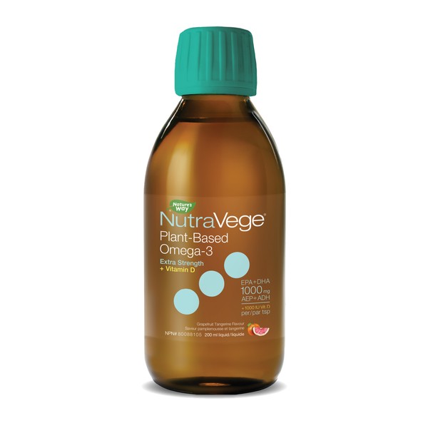 NutraSea NutraVege Plant-Based Omega-3 Plant Extra Strength Grapefruit Tangerine 200 mL