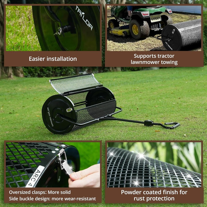 Compost Spreader 44 Inch Towable Peat Moss Spreader with Installation