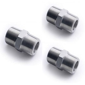 RQG Male Hex Nipple, 304 Stainless Steel Hex Nipple, 3/4” Male x 3/4” Male Pipe Fittings, 3/4” inch NPT Male Threaded Pipe， Adapter Fittings for Water/Oil/Gas(Pack of 3)