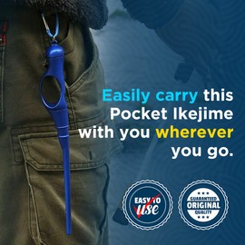 Xtrada IKEJIME Pocket Ike Jime: Small Iki Jime Fish Spike With Carabiner and Stainless Steel Wire (Panfish, Trout, Mackerel), Blue